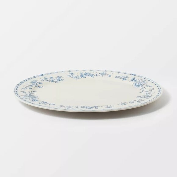 16.88" Blue Floral Melamine Serving Platter – Threshold Studio McGee Blue Target - Picture 1 of 5